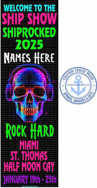 January 19 2025 Shiprocked Skull with Headphones Neon BANNER