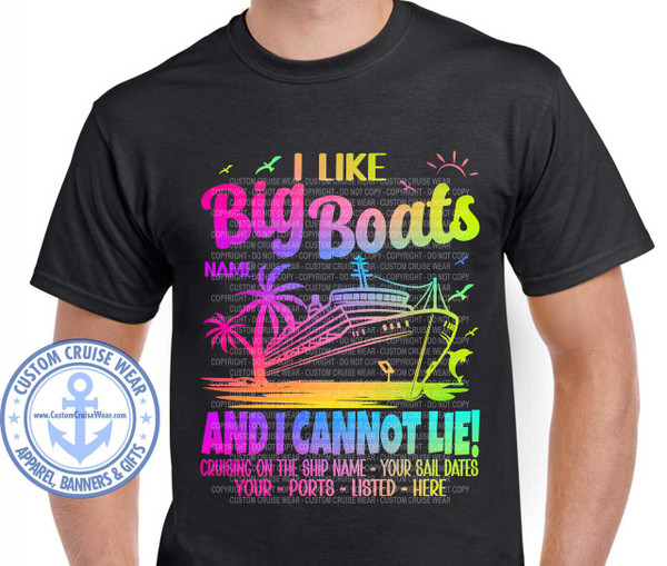 I Like Big Boats Neon Multi Color Shirt