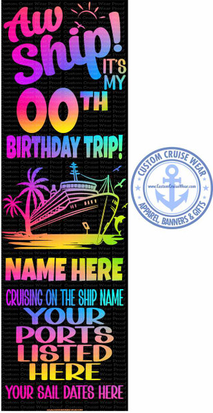 My Birthday Trip Aw Ship Neon Gradient with Ship BANNER