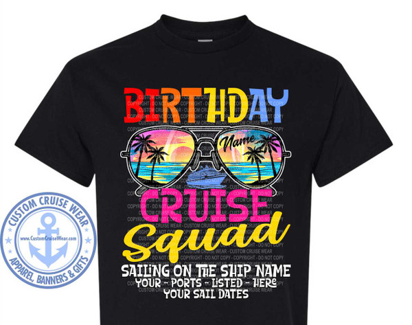 Colorful Birthday Cruise Squad Sunglasses