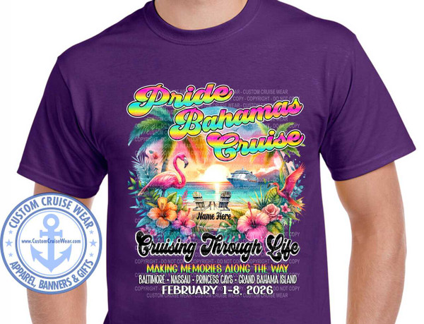 020126PRIFLAMBAH FEBRUARY 1 2026 PRIDE Cruising Through Life Bright Flamingo Beach with Chairs Neon