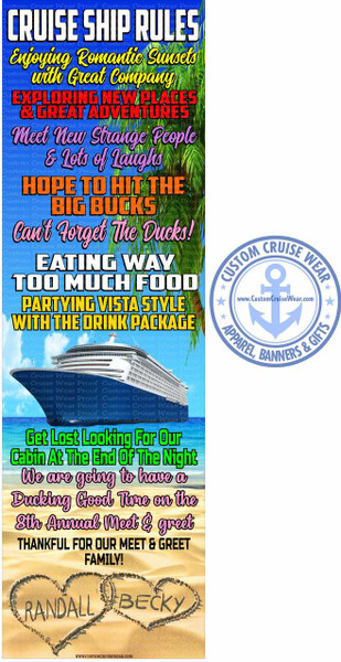 Becky Smith April 2026 Cruise Ship Rules Hearts in Sand - Custom Request Banner