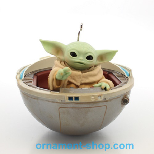 Hallmark Keepsake Star Wars The Mandalorian Grogu in Hovering Pram Ornament - Thumbnail 2