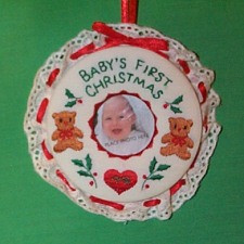 1991 Baby's First Christmas Photo Christmas Ornament The
