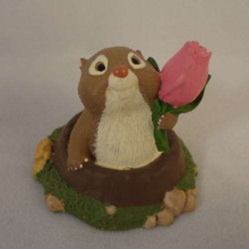 1995 Groundhog With Tulip Merry Miniature | The Ornament Shop