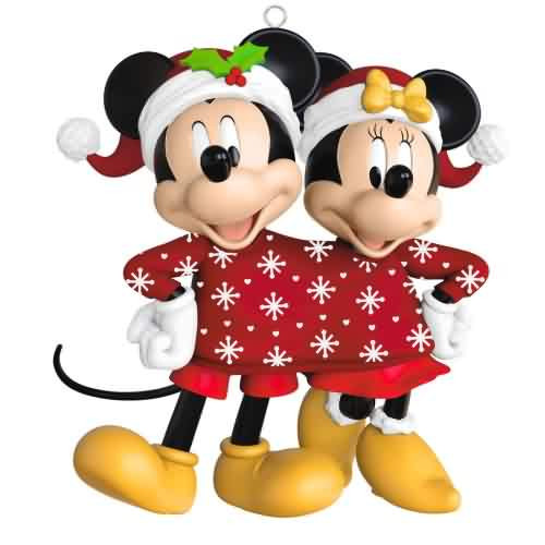 2025 Disney - Sweater Sharing Sweethearts - Mickey and Minnie Hallmark ornament (QXD7152)