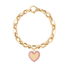 Alternating Link Charm Bracelet in 14K Yellow Gold with Heart Charm