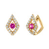 Lucia Pave Huggies in 14K Yellow Gold with Pink Sapphire