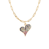 Grafitto Heart Charm with blue and purple on paperclip chain 