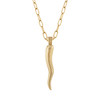 Portofino Solid Gold Horn Charm on Paperclip Chain