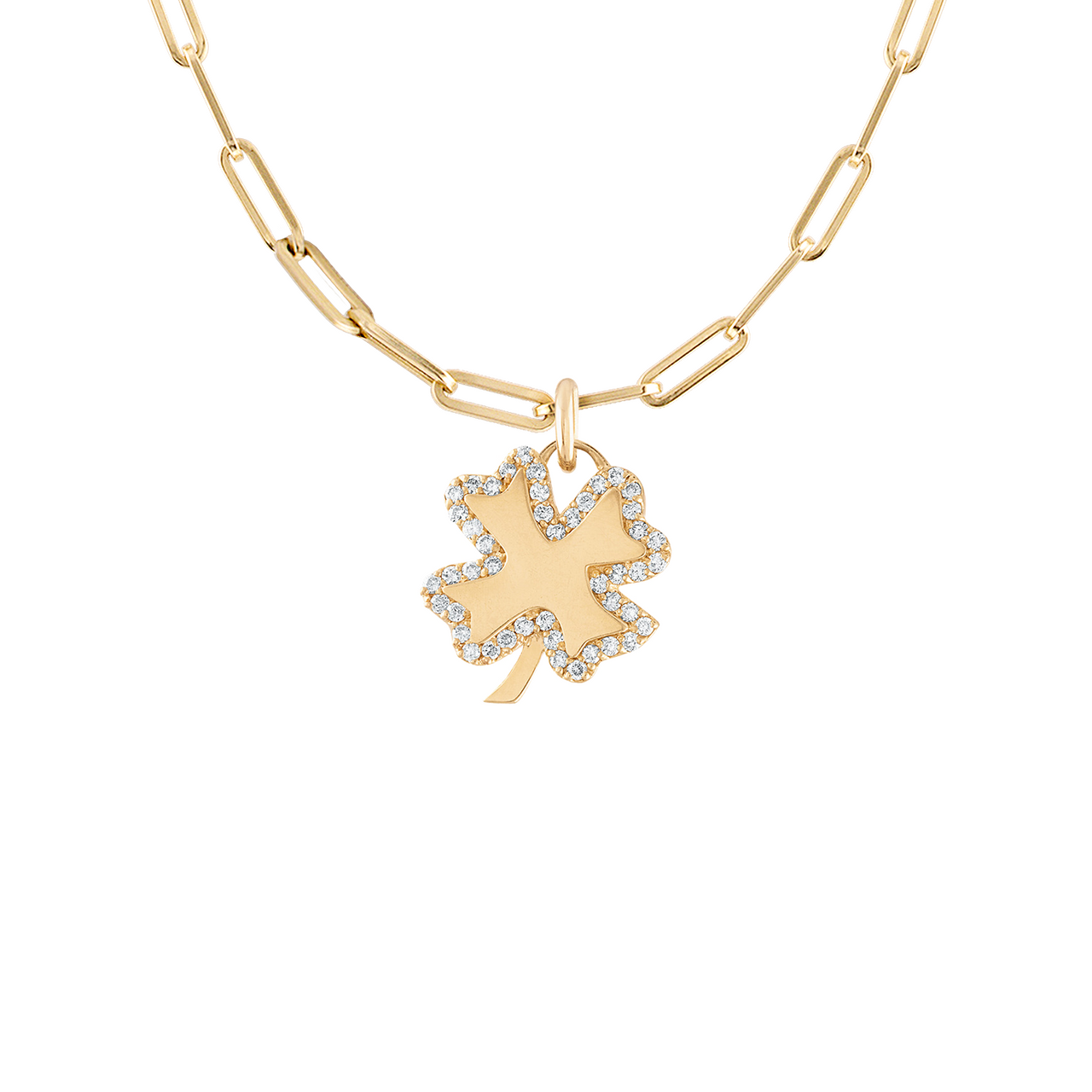 14K Four Leaf Clover Charm Necklace