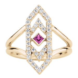 Gianna Chevron Ring with Pink Sapphire and Diamonds