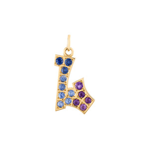 Graffito Initial L Charm with Sapphire and Amethyst