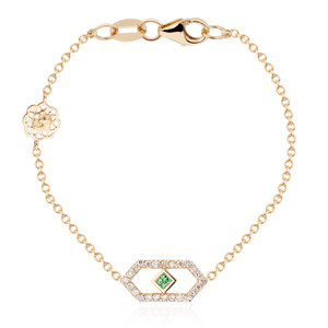 Gianna Chevron Chain Bracelet with Green Sapphire