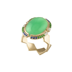 Lucia Cabochon Ring with Chrysoprase