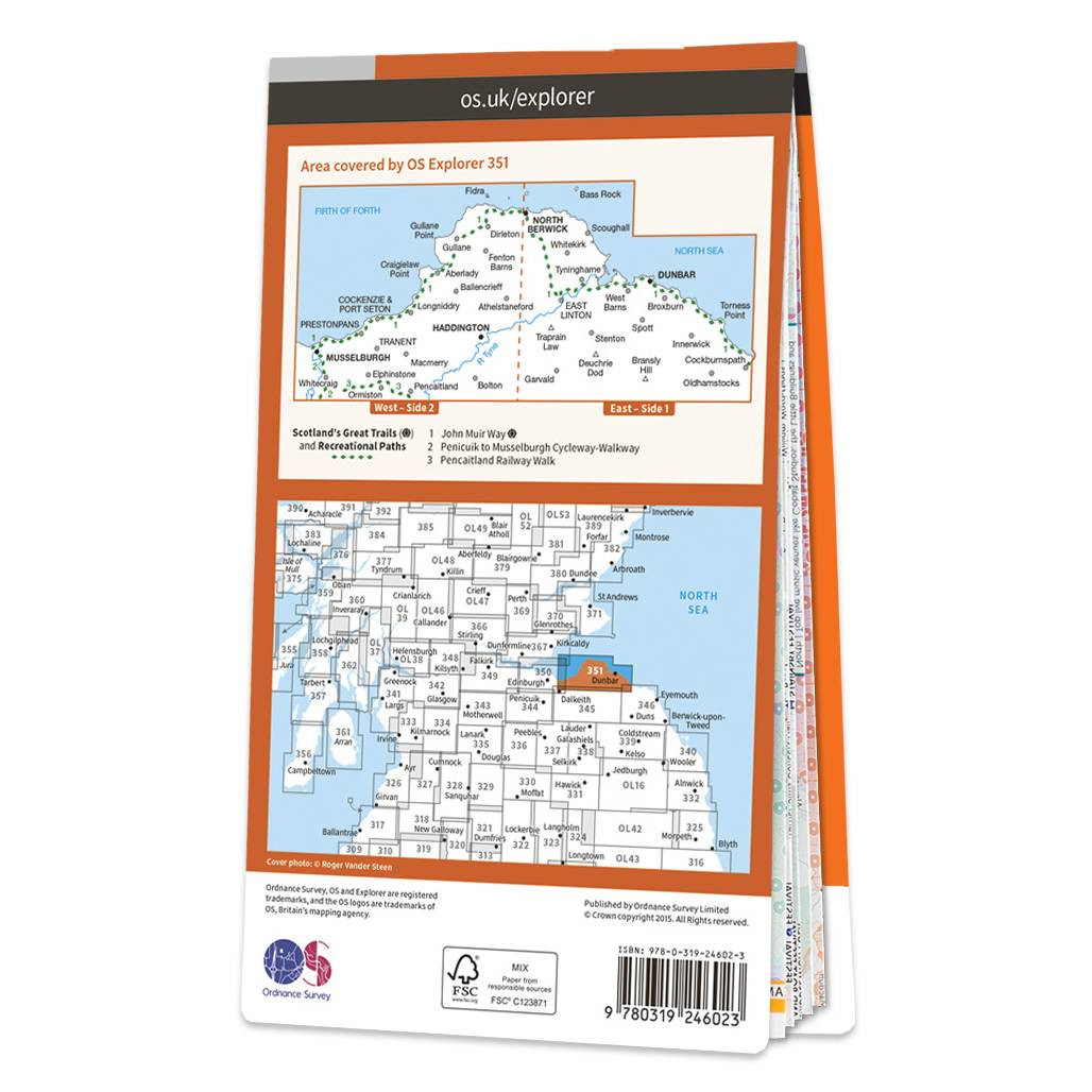OS Map of Dunbar & North Berwick Explorer 351 Map Ordnance Survey Shop