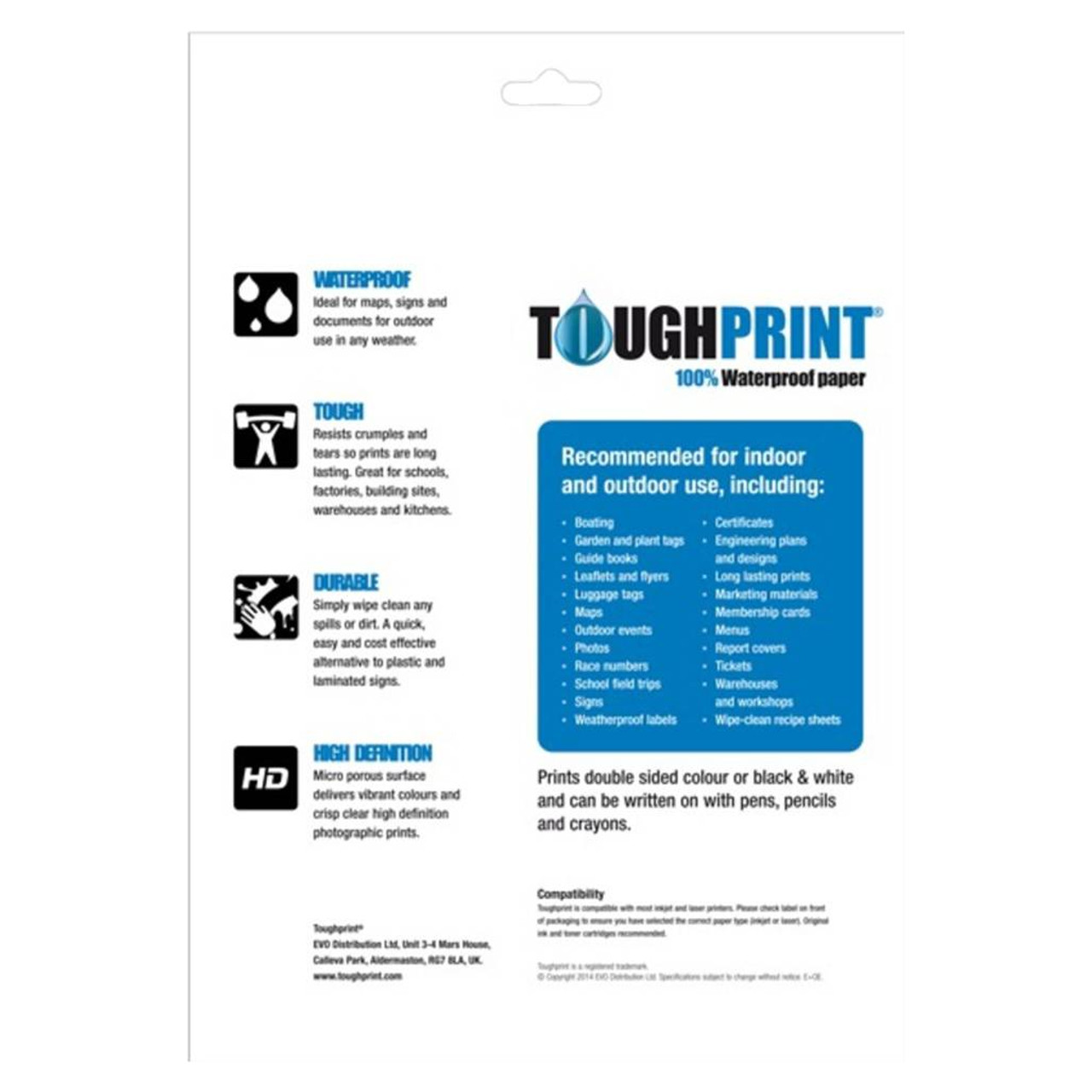 Toughprint A4 waterproof paper for laser printers Ordnance Survey Shop