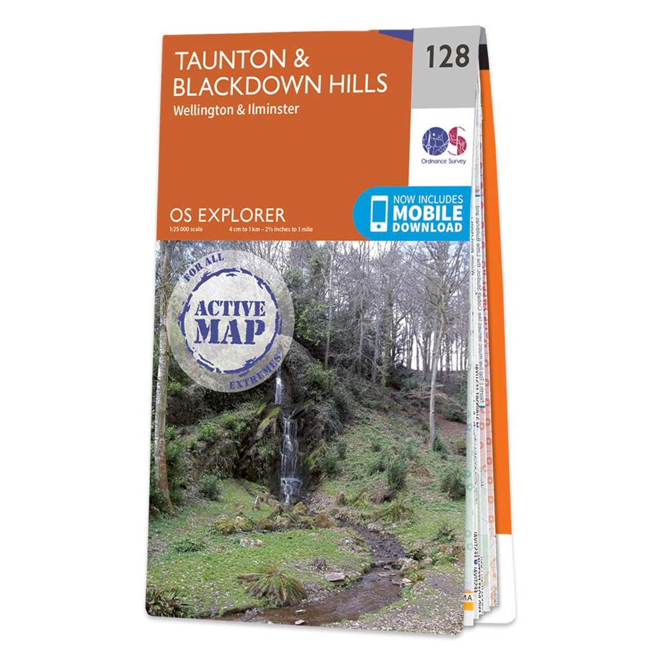 Ordnance Survey OS Map of Taunton & Blackdown Hills: Explorer 128