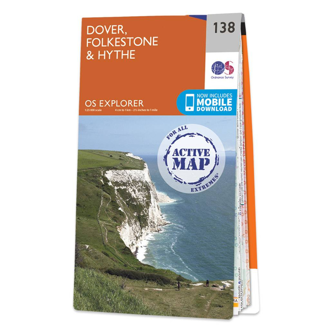 Ordnance Survey OS Map of Dover, Folkestone & Hythe: Explorer 138