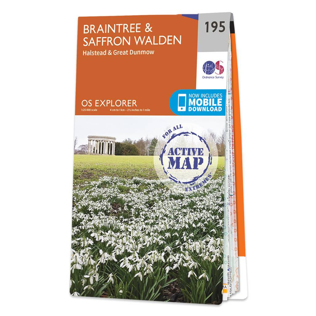 Ordnance Survey OS Map of Braintree & Saffron Walden: Explorer 195