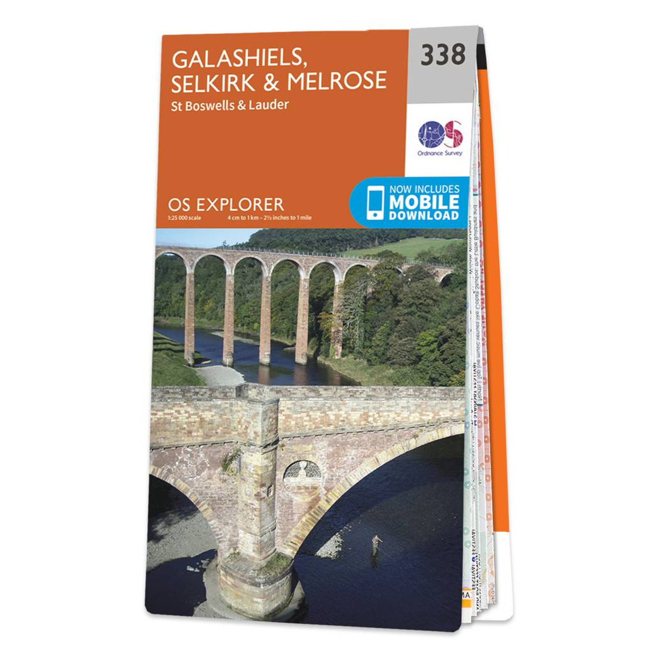 Ordnance Survey OS Map of Galashiels, Selkirk & Melrose: Explorer 338