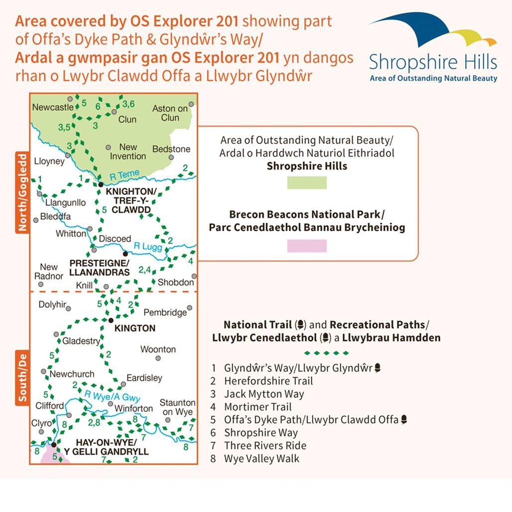 OS Map of Knighton & Presteigne Explorer 201 Map Ordnance Survey Shop