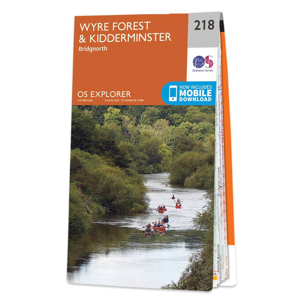 OS Map of Kidderminster & Wyre Forest Bridgnorth Explorer 218 Map