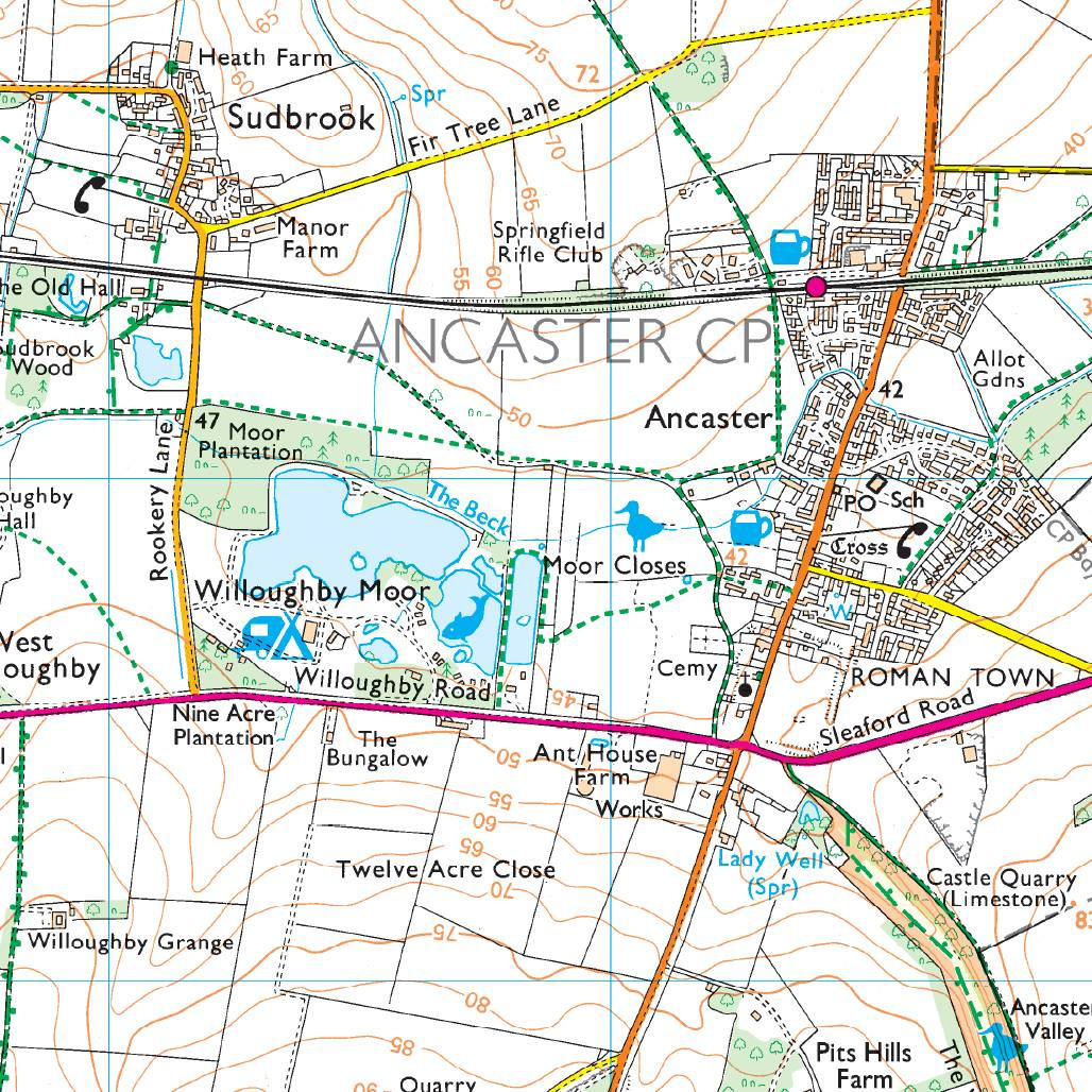 OS Map of Grantham Bottesford & Colsterworth Explorer 247 Map
