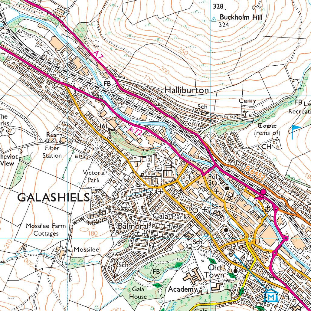 OS Map of Galashiels, Selkirk & Melrose Explorer 338 Map Ordnance