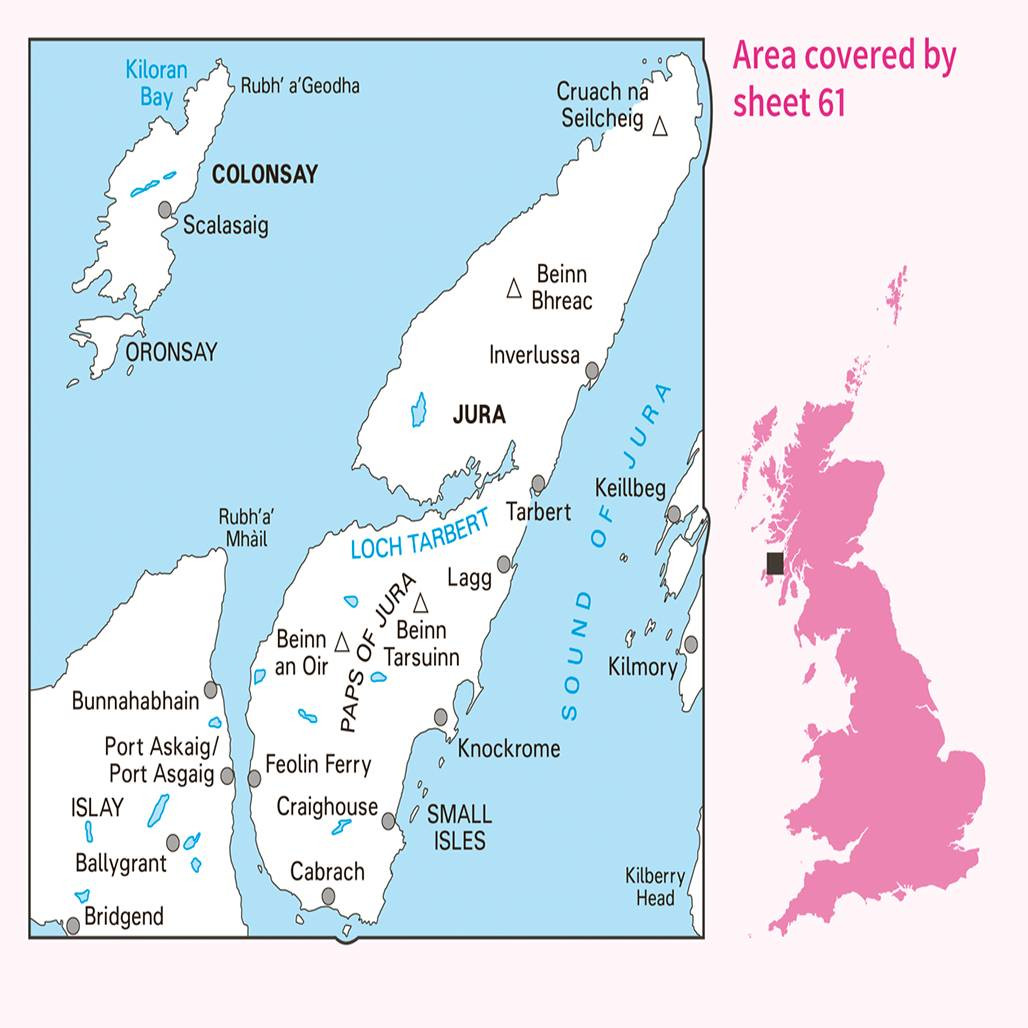 OS Map of Jura & Colonsay | Landranger 61 Map | Ordnance Survey Shop