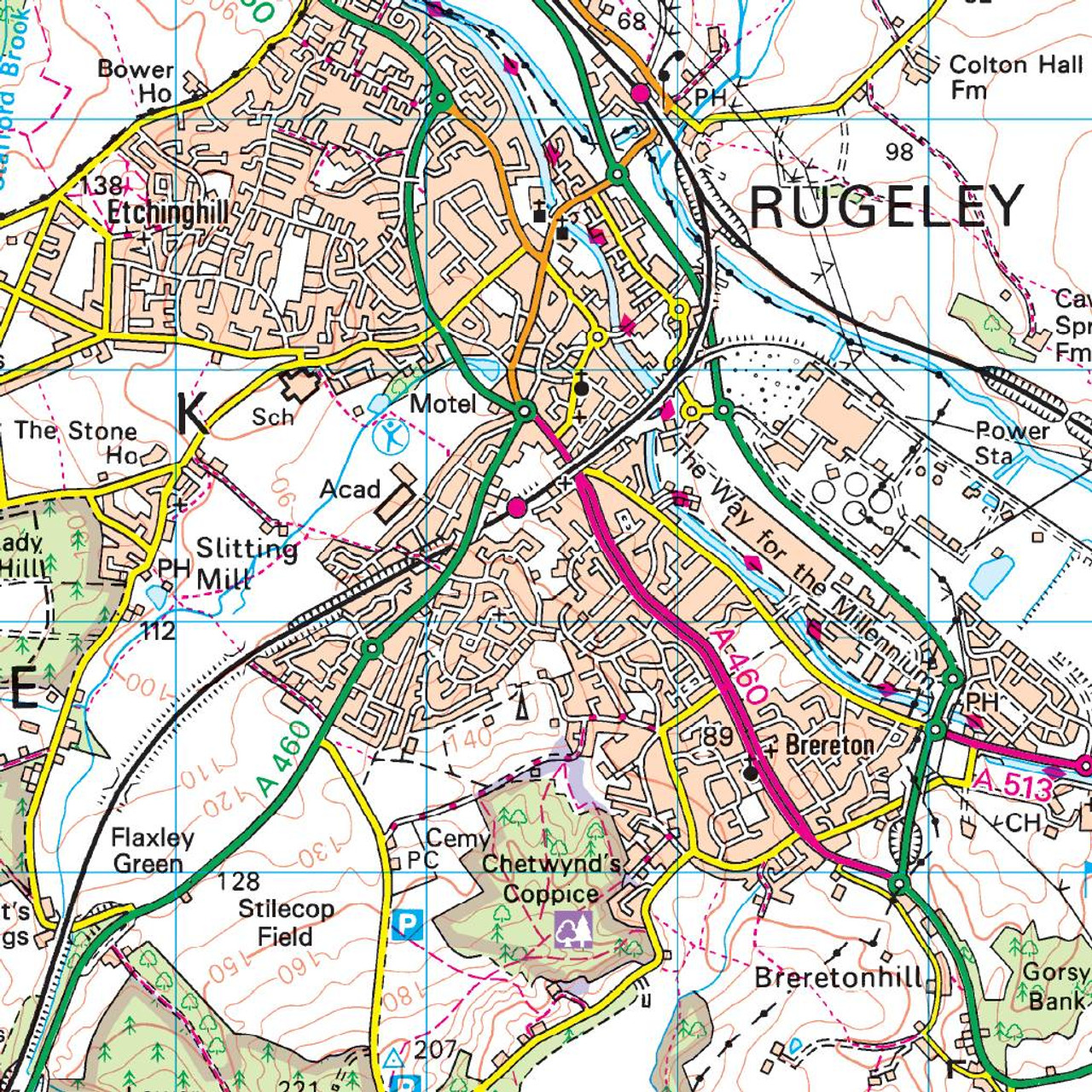 OS Map of Derby Burton upon Trent Landranger 128 Map