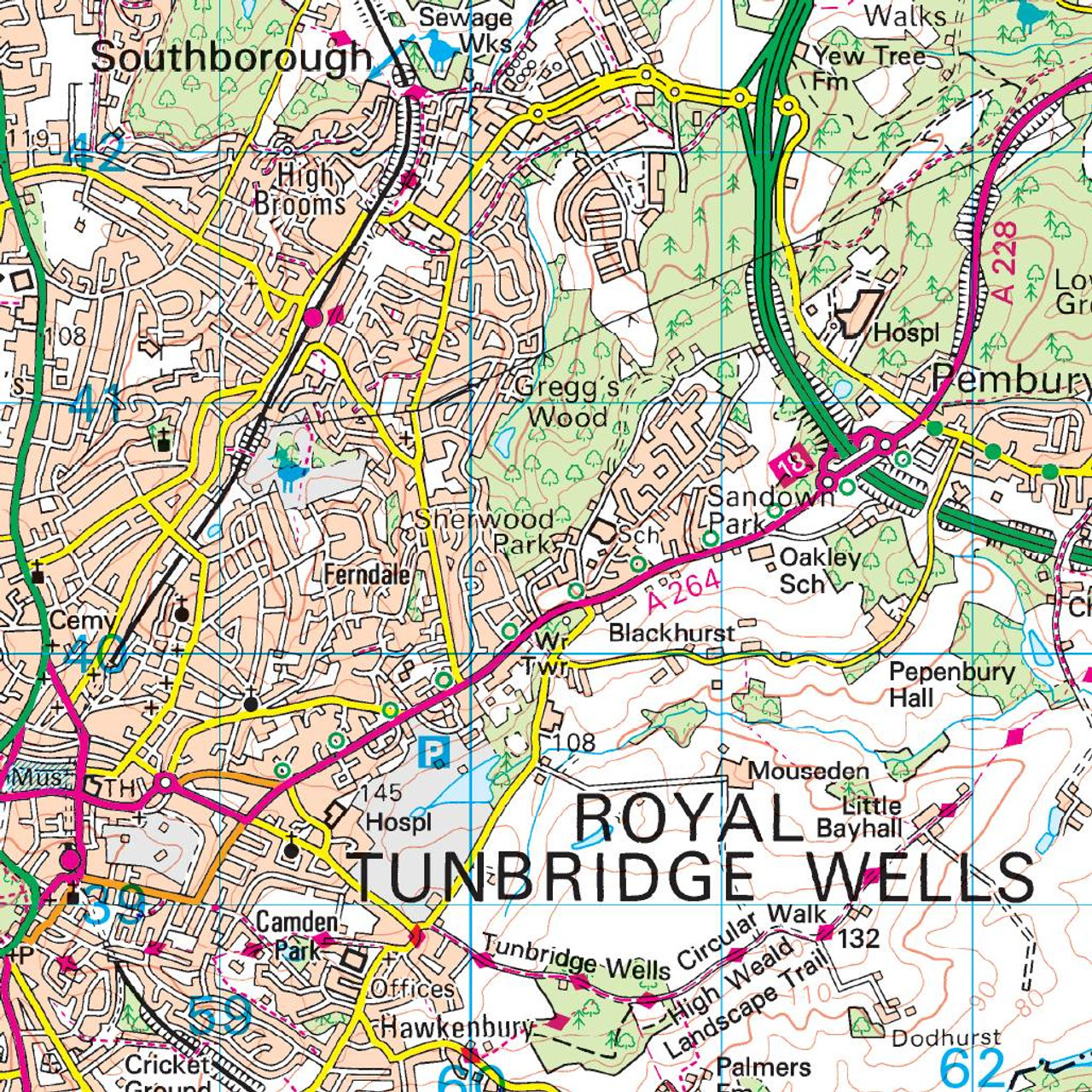 OS Map Of Maidstone Royal Tunbridge Wells Landranger 188 Map   Landranger 188mapzoom  76193.1605026237 