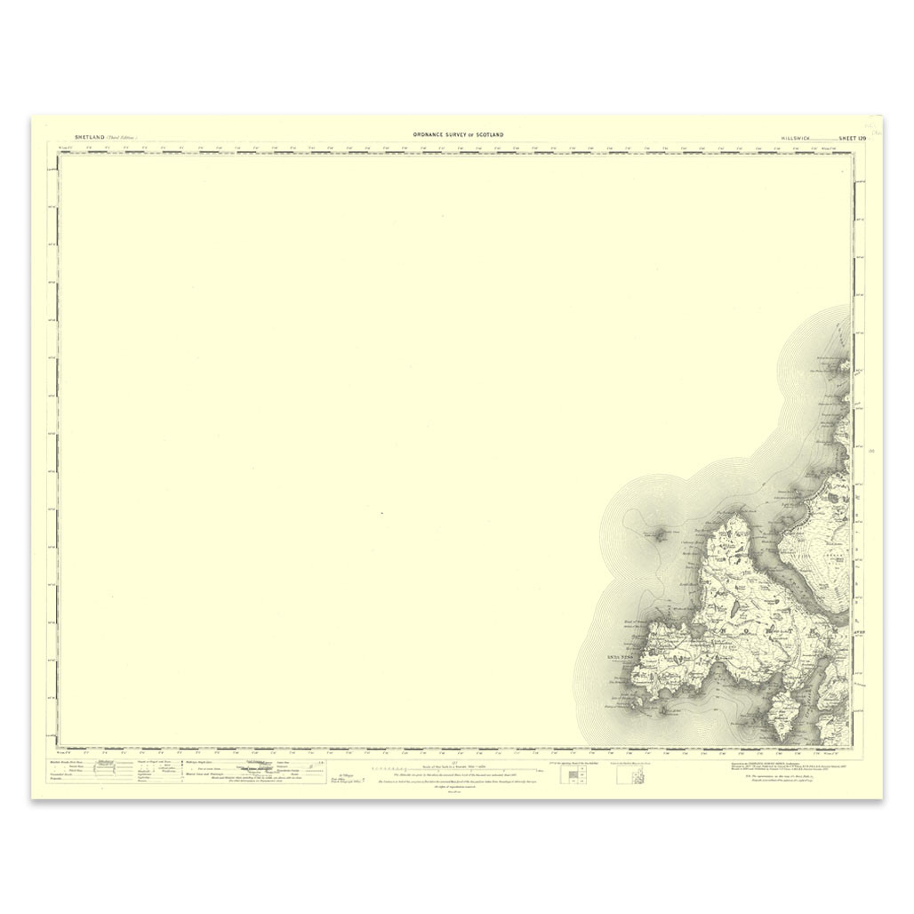 Ordnance Survey Hillswick 1896-1904 - Historical Reproduction Map - 1 Inch To 1 Mile 1:63 360 Scale