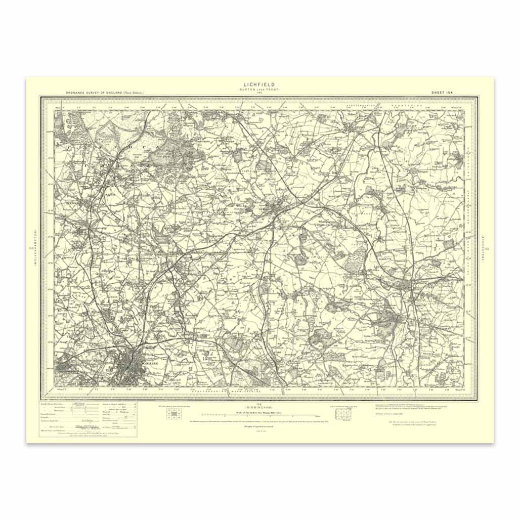 Image of Ordnance Survey Lichfield 1896-1904 - Historical Reproduction Map