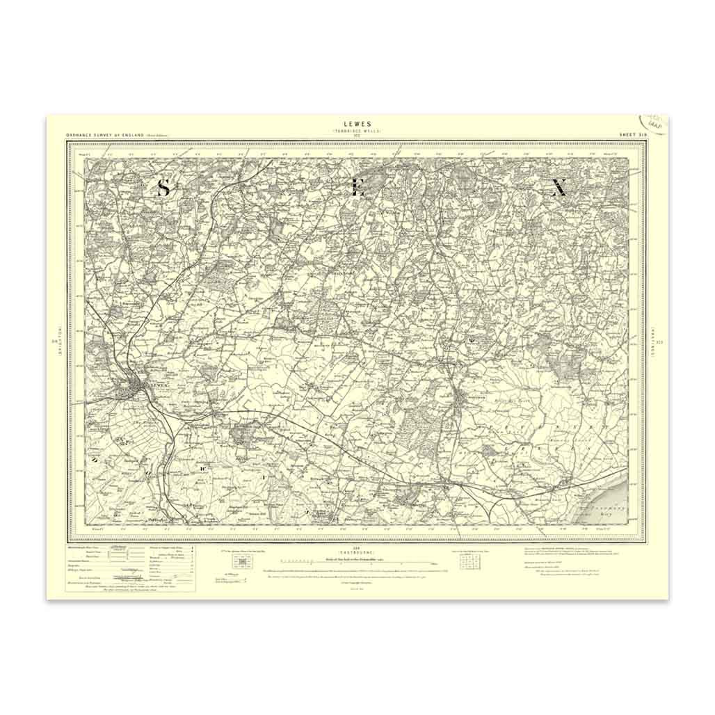 Image of Ordnance Survey Lewes 1896-1904 - Historical Reproduction Map