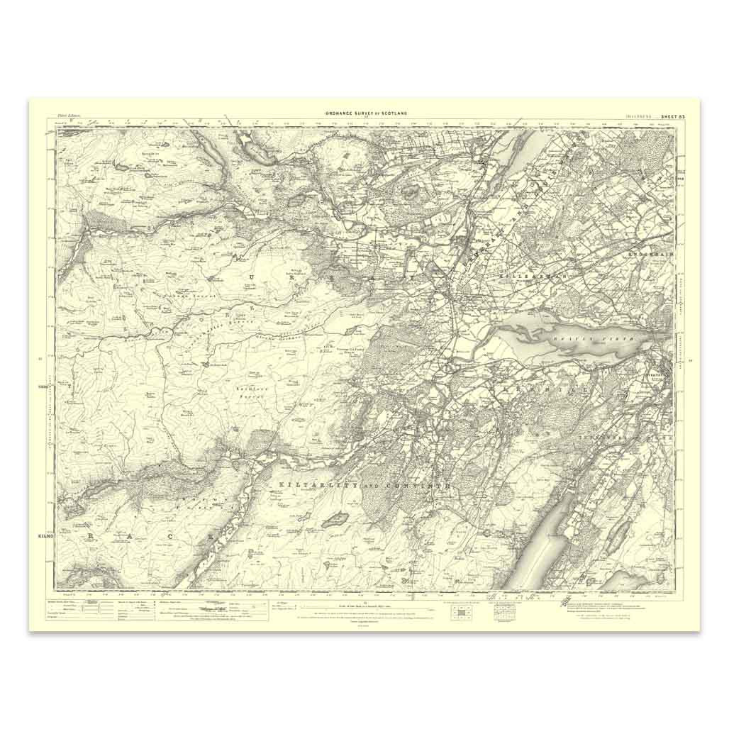 Ordnance Survey Inverness 1896-1904 - Historical Reproduction Map - 1 Inch To Mile 1:63 360 Scale