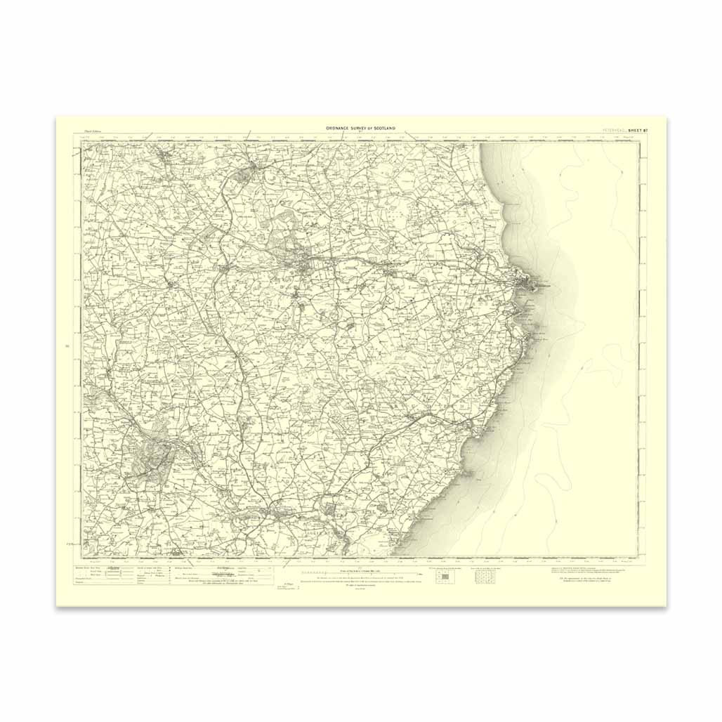 Ordnance Survey Peterhead 1896-1904 - Historical Reproduction Map - 1 Inch To Mile 1:63 360 Scale