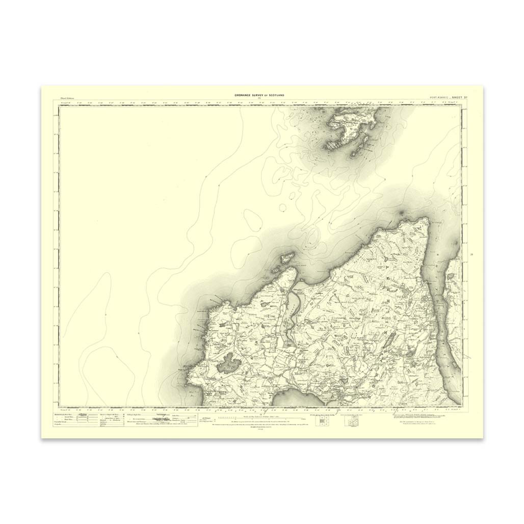 Ordnance Survey Port Askaig 1896-1904 - Historical Reproduction Map - 1 Inch To Mile 1:63 360 Scale