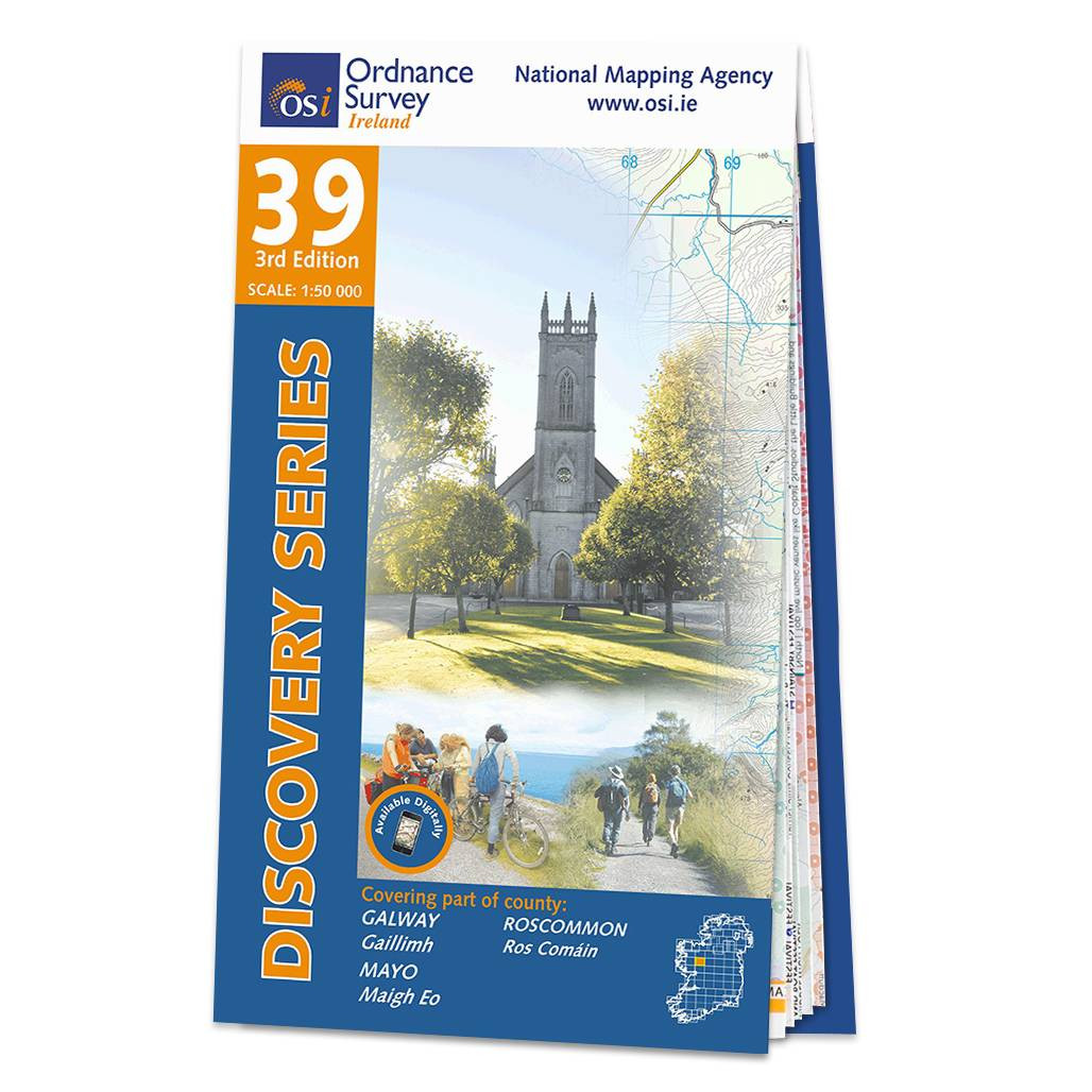 Image of Ordnance Survey Ireland Map of County Galway, Roscommon and Mayo: OSI Discovery 39
