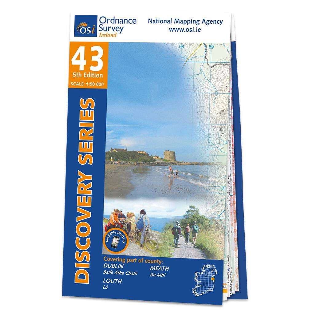 Image of Ordnance Survey Ireland Map of County Dublin, Meath and Louth: OSI Discovery 43
