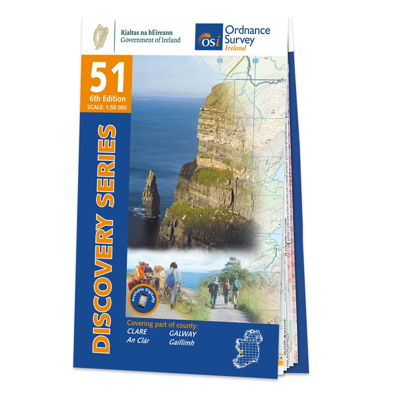 Ordnance Survey Ireland Map of County Clare and Galway: OSI Discovery 51