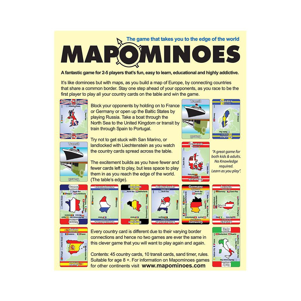Mapominoes Europe - The Ultimate Geography Card Game | Wild Card Games