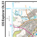 Close-up of the map and grid reference on OS Explorer Map OL 33 Haslemere & Petersfield