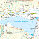 Close-up of the map Showing Balderhead Reservoir on OS Explorer Map OL 31 North Pennines