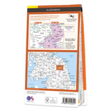 Rear orange cover of OS Explorer Map OL 16 Cheviot Hills showing the area covered by the map and the wider area