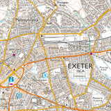 Close-up of the map on OS Explorer Map 114 Exeter & the Exe Valley