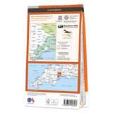 Rear orange cover of OS Explorer Map 115 Exmouth and Sidmouth showing the area covered by the map and the wider area