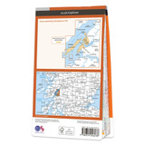 Rear orange cover of OS Explorer Map 376 Oban & North Lorn showing the area covered by the map and the wider area