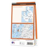 Rear orange cover of OS Explorer Map 407 Skye - Dunvegan showing the area covered by the map and the wider area