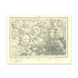 Authentic reproduction of Ordnance Survey map of North London 1896-1904 with a yellow tint background
